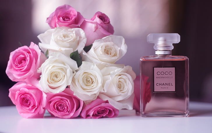 chanel-coco-mademoiselle-perfume-white-and-pink-rose-flowers-wallpaper-preview